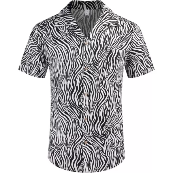 COOFANDY Men's Hawaiian Floral Shirts Cotton Linen Button Down Tropical Holiday Beach Shirts