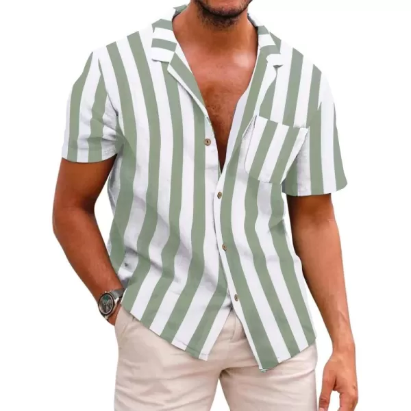 COOFANDY Men's Hawaiian Floral Shirts Cotton Linen Button Down Tropical Holiday Beach Shirts