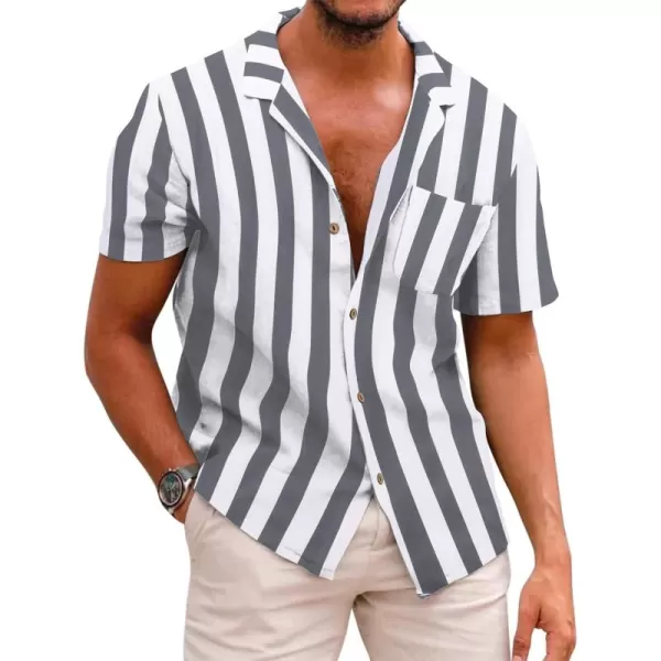 COOFANDY Men's Hawaiian Floral Shirts Cotton Linen Button Down Tropical Holiday Beach Shirts