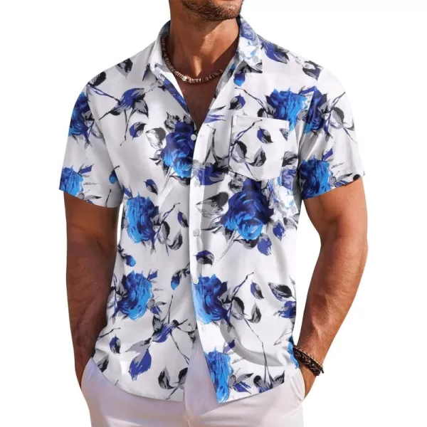 COOFANDY Men's Hawaiian Shirt Short Sleeve Floral Button Down Shirts Tropical Holiday Beach Shirts