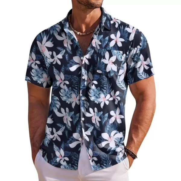 COOFANDY Men's Hawaiian Shirt Short Sleeve Floral Button Down Shirts Tropical Holiday Beach Shirts