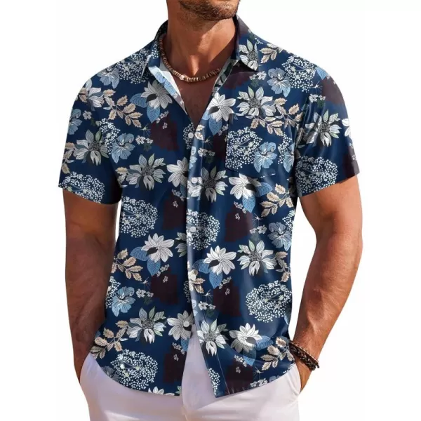 COOFANDY Men's Hawaiian Shirt Short Sleeve Floral Button Down Shirts Tropical Holiday Beach Shirts
