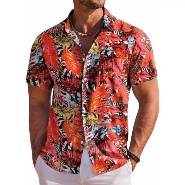 COOFANDY Men's Hawaiian Shirt Short Sleeve Floral Button Down Shirts Tropical Holiday Beach Shirts