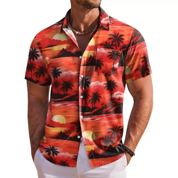 COOFANDY Men's Hawaiian Shirt Short Sleeve Floral Button Down Shirts Tropical Holiday Beach Shirts