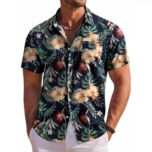 COOFANDY Men's Hawaiian Shirt Short Sleeve Floral Button Down Shirts Tropical Holiday Beach Shirts