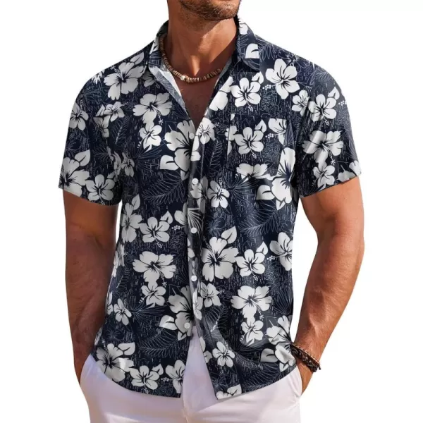 COOFANDY Men's Hawaiian Shirt Short Sleeve Floral Button Down Shirts Tropical Holiday Beach Shirts