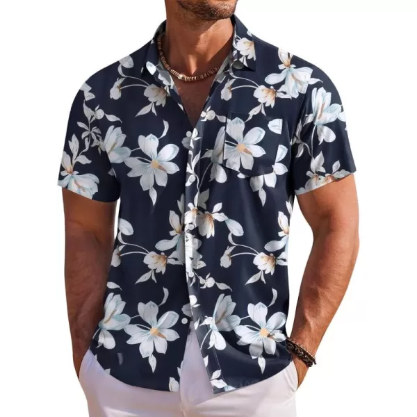 COOFANDY Men's Hawaiian Shirt Short Sleeve Floral Button Down Shirts Tropical Holiday Beach Shirts