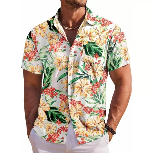COOFANDY Men's Hawaiian Shirt Short Sleeve Floral Button Down Shirts Tropical Holiday Beach Shirts
