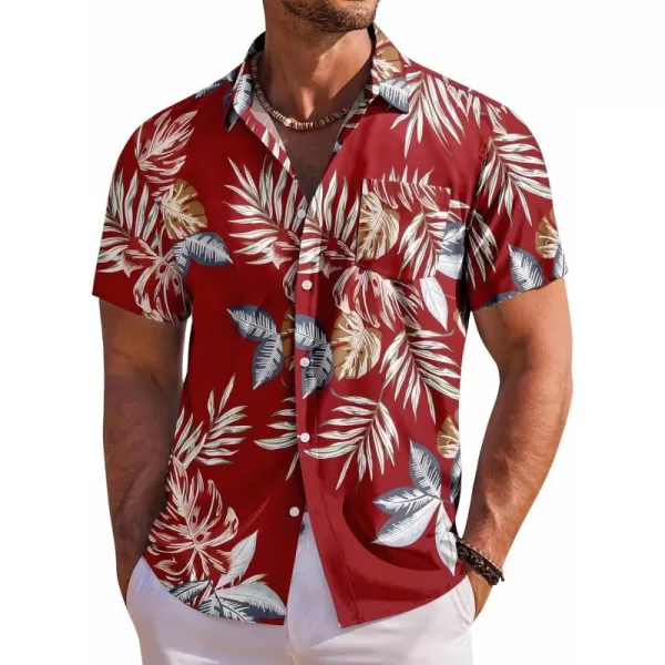 COOFANDY Men's Hawaiian Shirt Short Sleeve Floral Button Down Shirts Tropical Holiday Beach Shirts