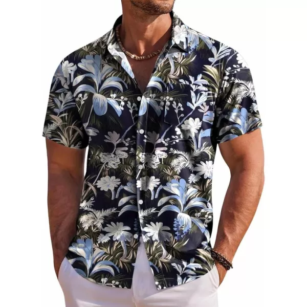 COOFANDY Men's Hawaiian Shirt Short Sleeve Floral Button Down Shirts Tropical Holiday Beach Shirts