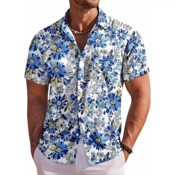COOFANDY Men's Hawaiian Shirt Short Sleeve Floral Button Down Shirts Tropical Holiday Beach Shirts
