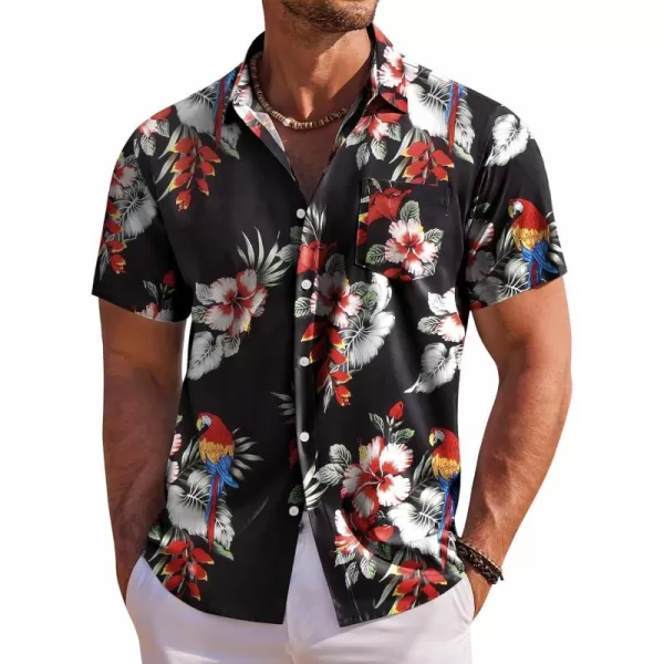 COOFANDY Men's Hawaiian Shirt Short Sleeve Floral Button Down Shirts Tropical Holiday Beach Shirts