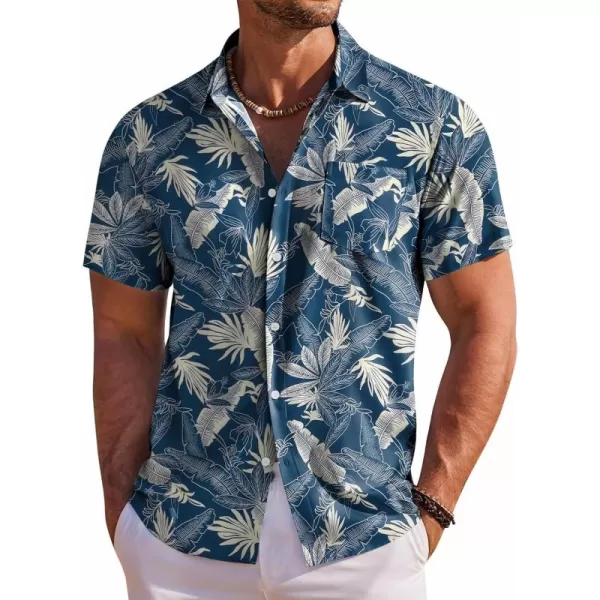 COOFANDY Men's Hawaiian Shirt Short Sleeve Floral Button Down Shirts Tropical Holiday Beach Shirts