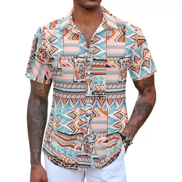 COOFANDY Mens Hawaiian Shirts Short Sleeve Button Down Aloha Shirt Casual Beach Clothes