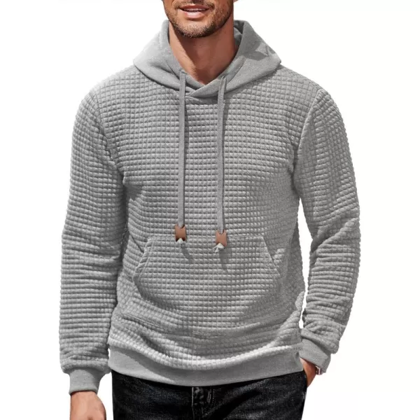 COOFANDY Men's Hooded Sweatshirt Long Sleeve Fashion Gym Athletic Hoodies Solid Plaid Jacquard Pullover with Pocket