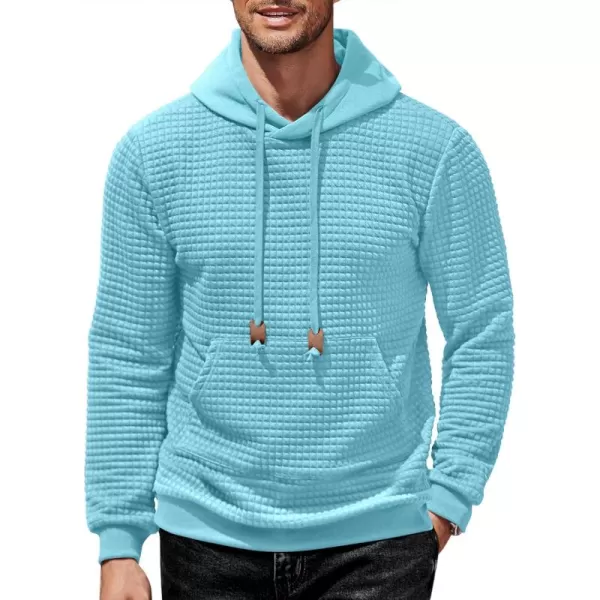 COOFANDY Men's Hooded Sweatshirt Long Sleeve Fashion Gym Athletic Hoodies Solid Plaid Jacquard Pullover with Pocket