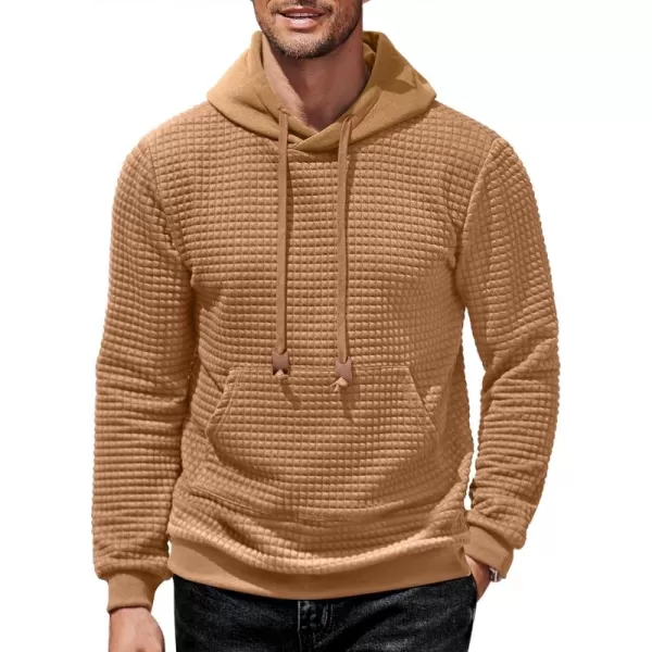 COOFANDY Men's Hooded Sweatshirt Long Sleeve Fashion Gym Athletic Hoodies Solid Plaid Jacquard Pullover with Pocket