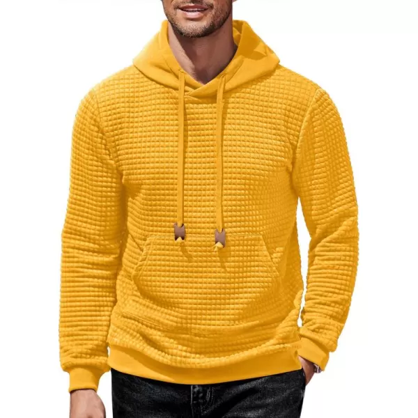 COOFANDY Men's Hooded Sweatshirt Long Sleeve Fashion Gym Athletic Hoodies Solid Plaid Jacquard Pullover with Pocket