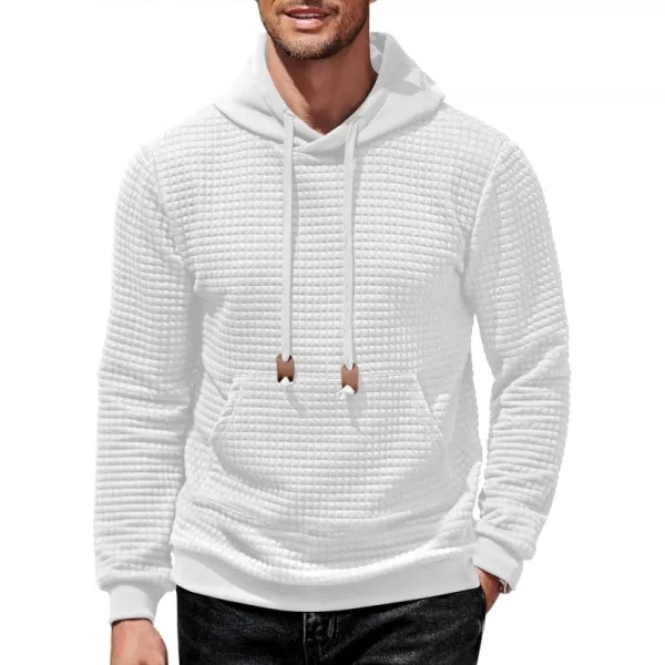 COOFANDY Men's Hooded Sweatshirt Long Sleeve Fashion Gym Athletic Hoodies Solid Plaid Jacquard Pullover with Pocket