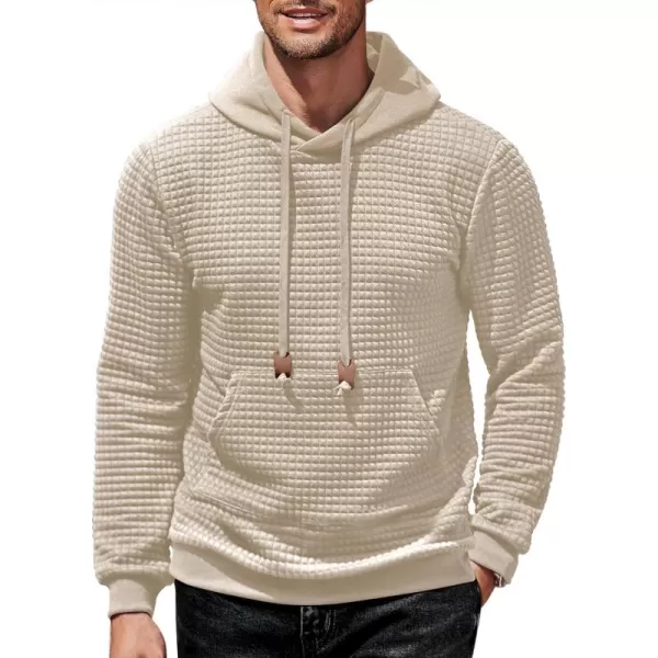 COOFANDY Men's Hooded Sweatshirt Long Sleeve Fashion Gym Athletic Hoodies Solid Plaid Jacquard Pullover with Pocket