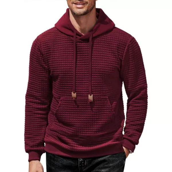COOFANDY Men's Hooded Sweatshirt Long Sleeve Fashion Gym Athletic Hoodies Solid Plaid Jacquard Pullover with Pocket