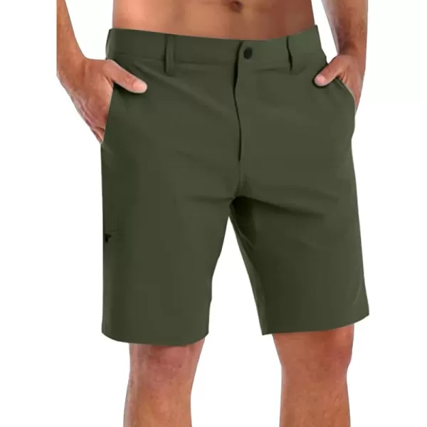 COOFANDY Mens Hybrid Casual Golf Shorts 9" Stretch Lightweight Quick Dry Summer Hiking Travel Shorts with Zipper Pockets