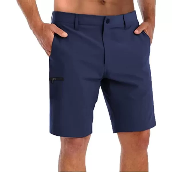 COOFANDY Mens Hybrid Casual Golf Shorts 9" Stretch Lightweight Quick Dry Summer Hiking Travel Shorts with Zipper Pockets