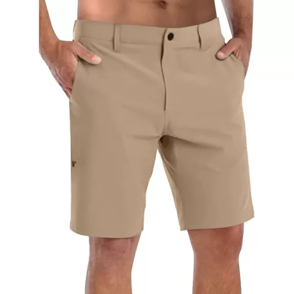 COOFANDY Mens Hybrid Casual Golf Shorts 9" Stretch Lightweight Quick Dry Summer Hiking Travel Shorts with Zipper Pockets