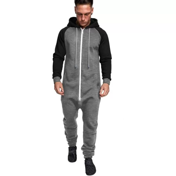 COOFANDY Mens Jumpsuit Onesie Rompers Drawtsring Hooded Full Zip One Piece Tracksuit with Pockets