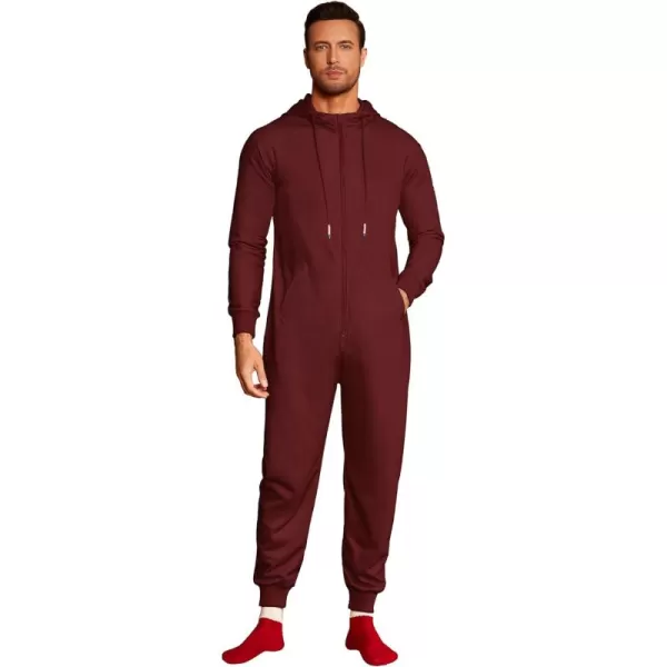 COOFANDY Mens Jumpsuit Onesie Rompers Drawtsring Hooded Full Zip One Piece Tracksuit with Pockets