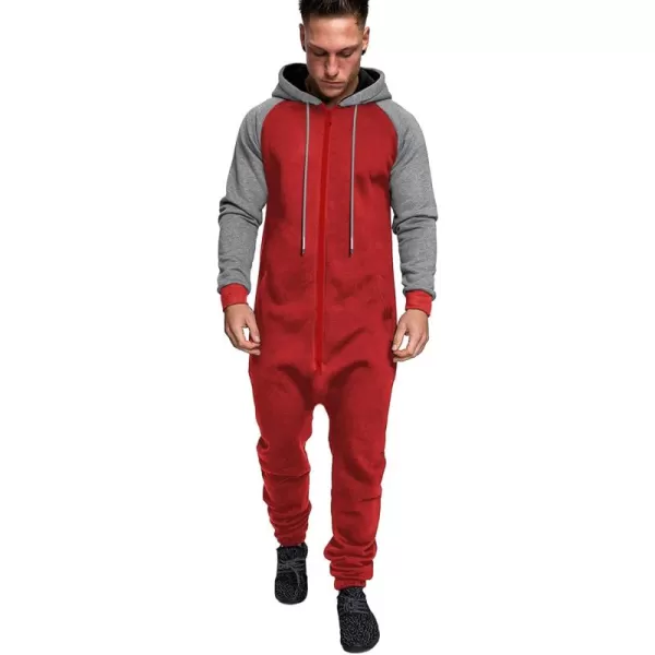 COOFANDY Mens Jumpsuit Onesie Rompers Drawtsring Hooded Full Zip One Piece Tracksuit with Pockets