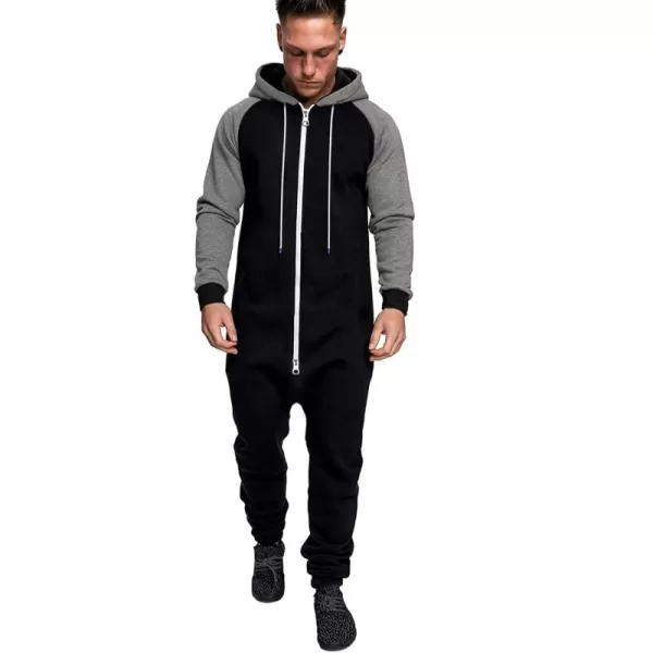 COOFANDY Mens Jumpsuit Onesie Rompers Drawtsring Hooded Full Zip One Piece Tracksuit with Pockets