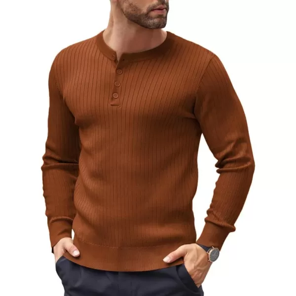 COOFANDY Mens Knitted Henley Shirts Casual Long Sleeve Slim Fit Lightweight Ribbed Pullover Sweater