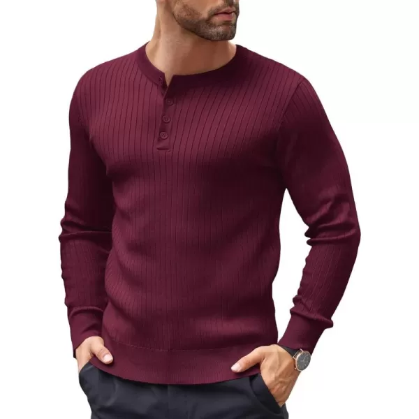COOFANDY Mens Knitted Henley Shirts Casual Long Sleeve Slim Fit Lightweight Ribbed Pullover Sweater