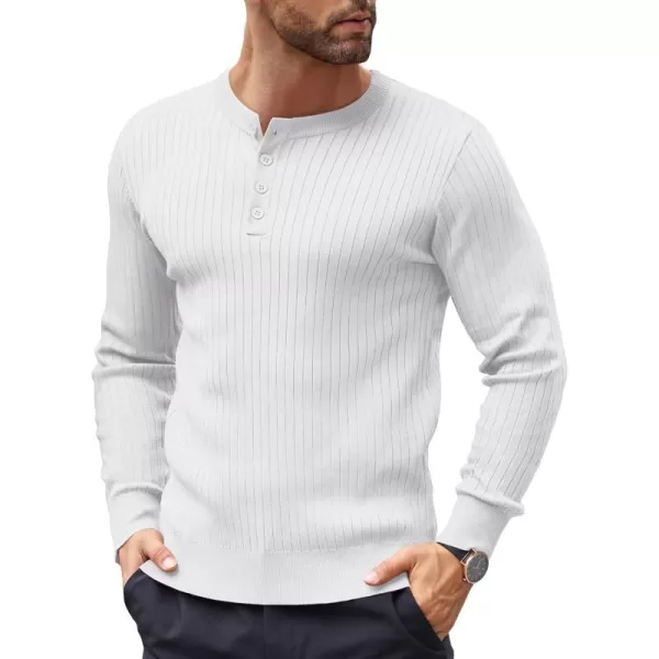 COOFANDY Mens Knitted Henley Shirts Casual Long Sleeve Slim Fit Lightweight Ribbed Pullover Sweater
