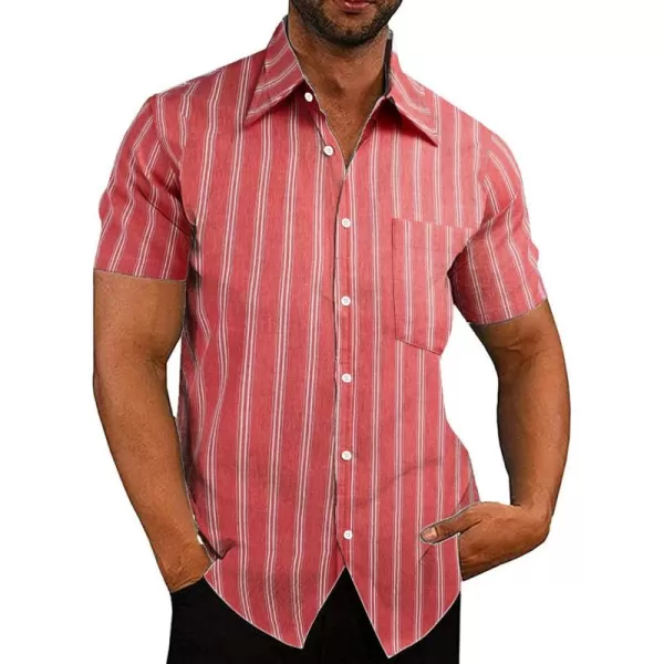COOFANDY Men's Linen Shirts Casual Button Down Short Sleeve Summer Beach Shirt Hawaiian Vacation Shirts