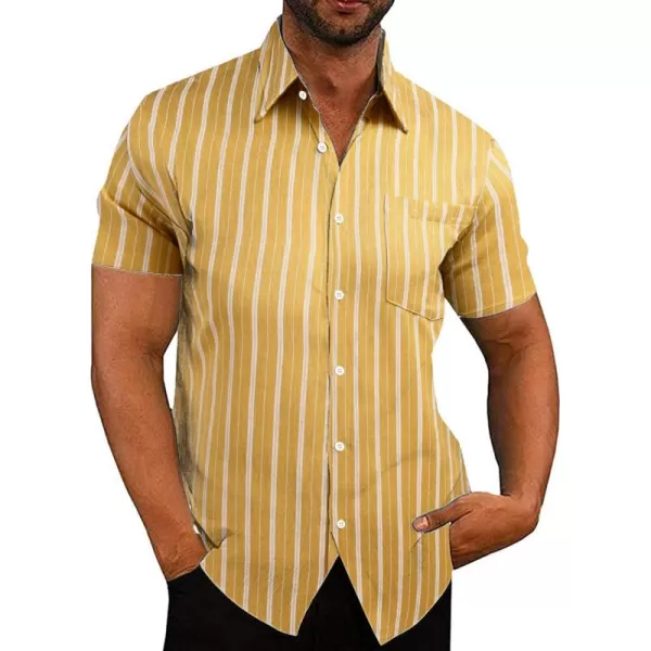 COOFANDY Men's Linen Shirts Casual Button Down Short Sleeve Summer Beach Shirt Hawaiian Vacation Shirts