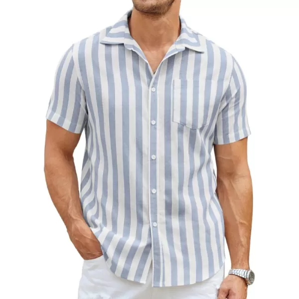 COOFANDY Men's Linen Shirts Casual Button Down Short Sleeve Summer Beach Shirt Hawaiian Vacation Shirts