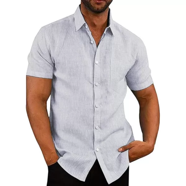 COOFANDY Men's Linen Shirts Casual Button Down Short Sleeve Summer Beach Shirt Hawaiian Vacation Shirts