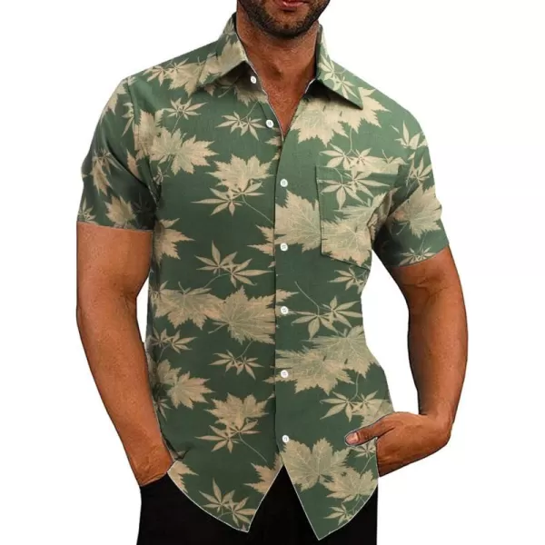 COOFANDY Men's Linen Shirts Casual Button Down Short Sleeve Summer Beach Shirt Hawaiian Vacation Shirts