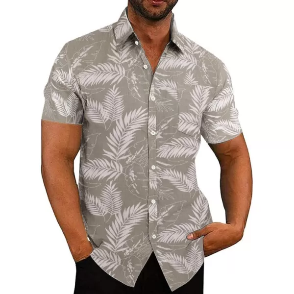 COOFANDY Men's Linen Shirts Casual Button Down Short Sleeve Summer Beach Shirt Hawaiian Vacation Shirts