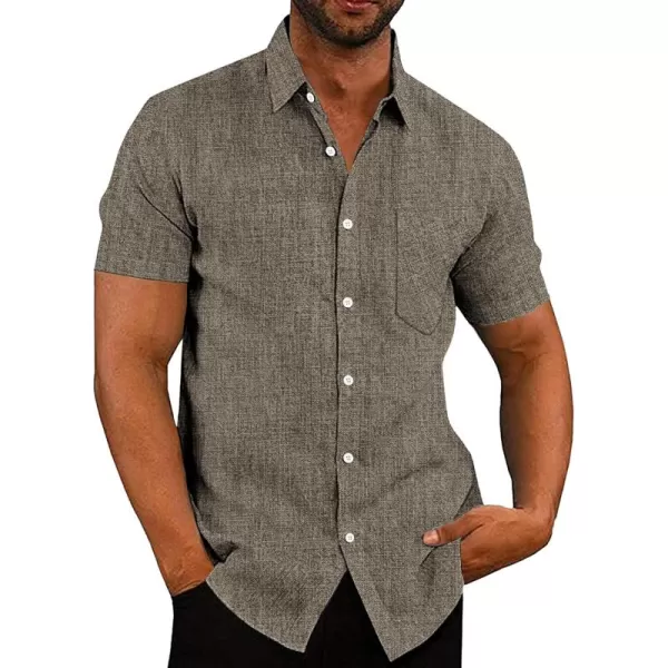 COOFANDY Men's Linen Shirts Casual Button Down Short Sleeve Summer Beach Shirt Hawaiian Vacation Shirts