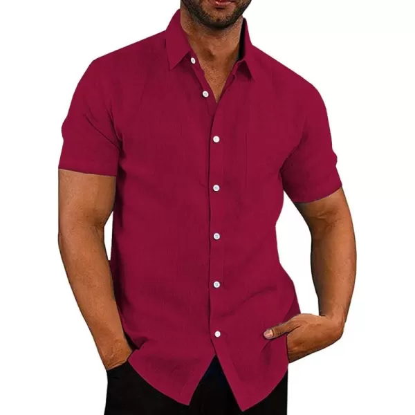 COOFANDY Men's Linen Shirts Casual Button Down Short Sleeve Summer Beach Shirt Hawaiian Vacation Shirts