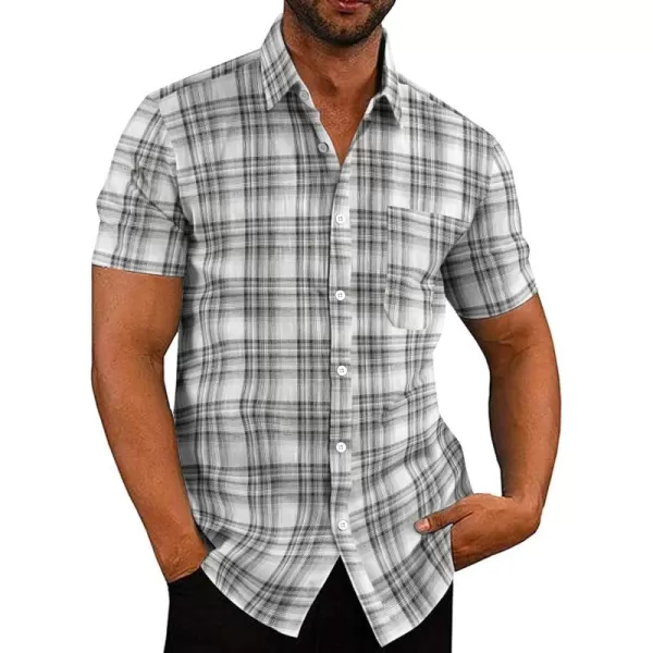 COOFANDY Men's Linen Shirts Casual Button Down Short Sleeve Summer Beach Shirt Hawaiian Vacation Shirts