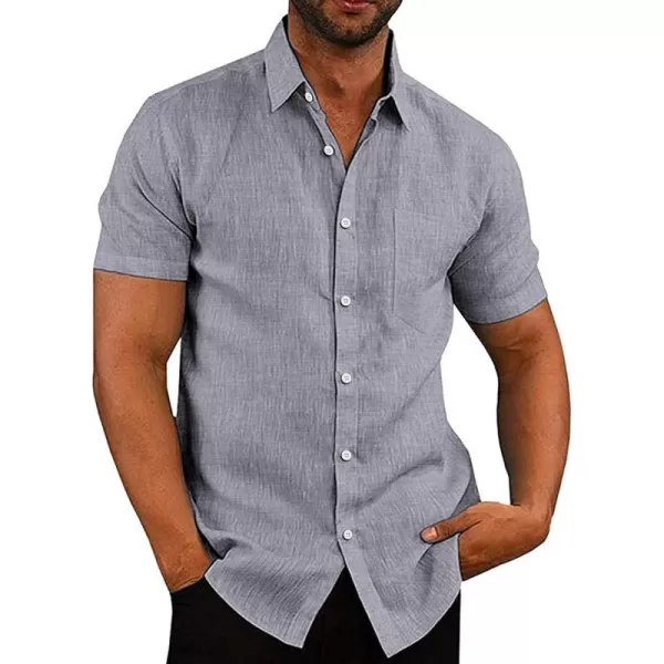 COOFANDY Men's Linen Shirts Casual Button Down Short Sleeve Summer Beach Shirt Hawaiian Vacation Shirts