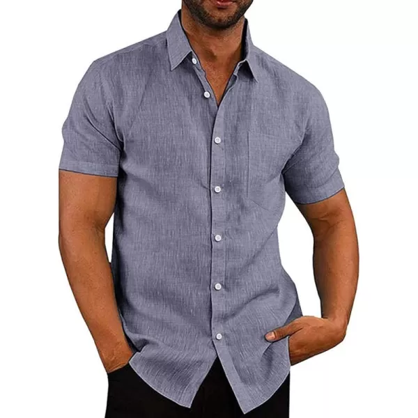COOFANDY Men's Linen Shirts Casual Button Down Short Sleeve Summer Beach Shirt Hawaiian Vacation Shirts