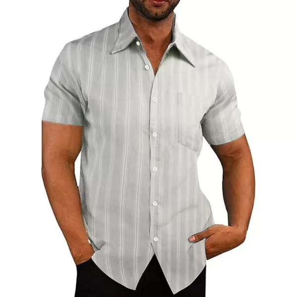 COOFANDY Men's Linen Shirts Casual Button Down Short Sleeve Summer Beach Shirt Hawaiian Vacation Shirts