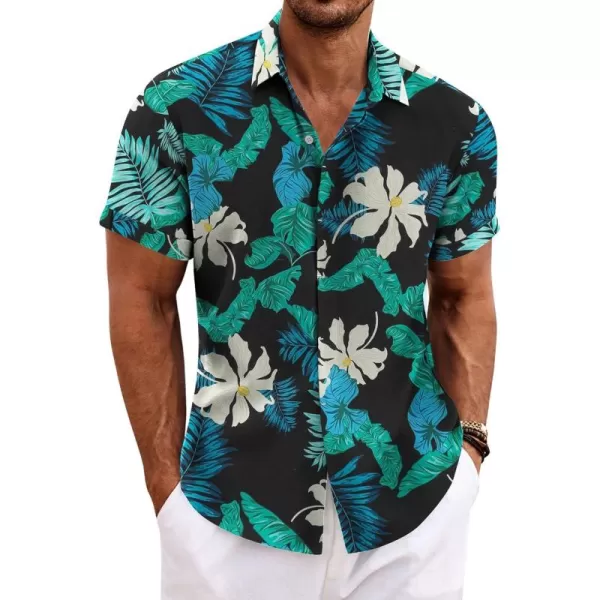 COOFANDY Men's Linen Shirts Short Sleeve Casual Shirts Button Down Shirt for Men Beach Summer Wedding Shirt
