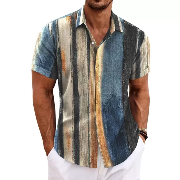 COOFANDY Men's Linen Shirts Short Sleeve Casual Shirts Button Down Shirt for Men Beach Summer Wedding Shirt