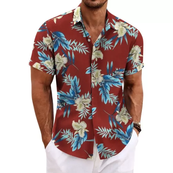 COOFANDY Men's Linen Shirts Short Sleeve Casual Shirts Button Down Shirt for Men Beach Summer Wedding Shirt